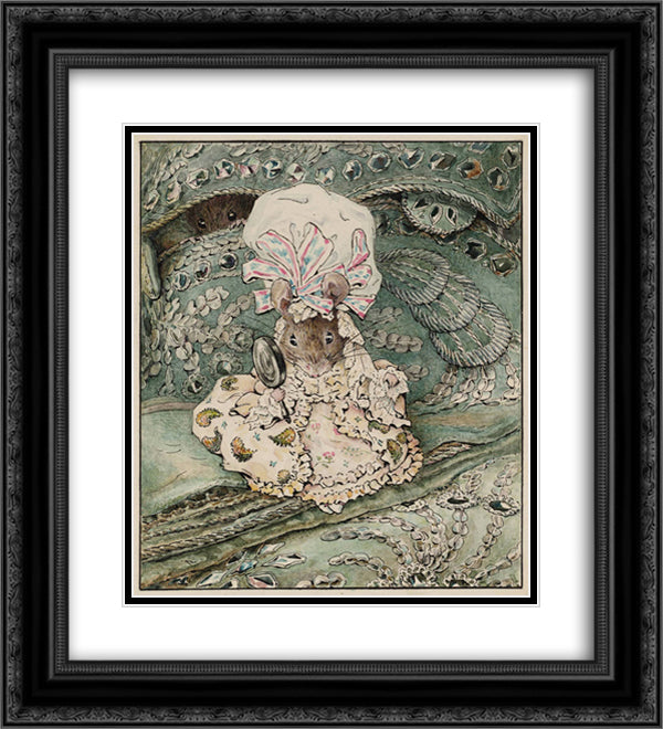Lady Mouse in Mob Cap 20x22 Black Ornate Wood Framed Art Print Poster with Double Matting by Potter, Beatrix