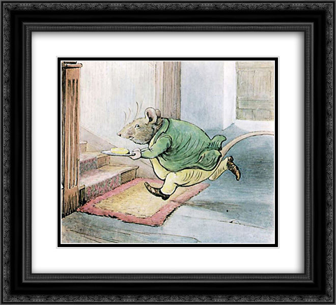 MrRat-butter 22x20 Black Ornate Wood Framed Art Print Poster with Double Matting by Potter, Beatrix