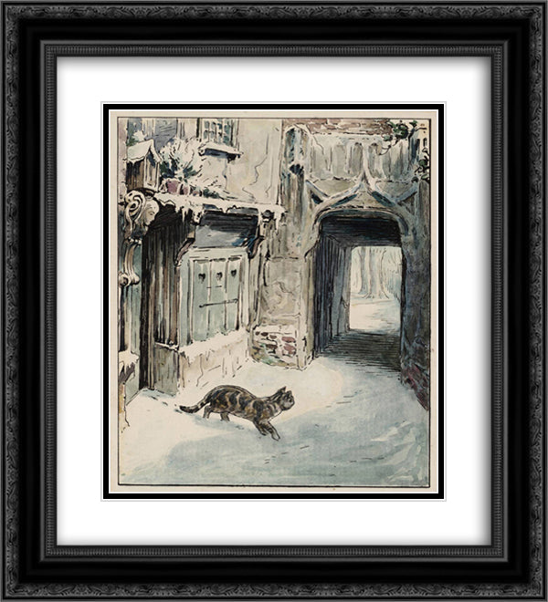 Simpkin Goes Out 20x22 Black Ornate Wood Framed Art Print Poster with Double Matting by Potter, Beatrix