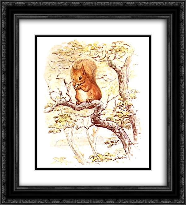 Squirrel Nutkin 20x22 Black Ornate Wood Framed Art Print Poster with Double Matting by Potter, Beatrix