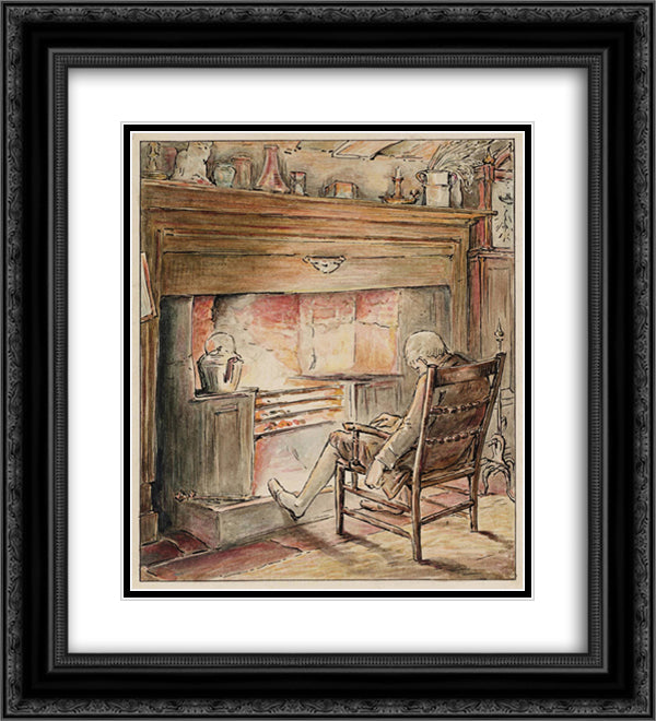 The Tailor by the Heat 20x22 Black Ornate Wood Framed Art Print Poster with Double Matting by Potter, Beatrix