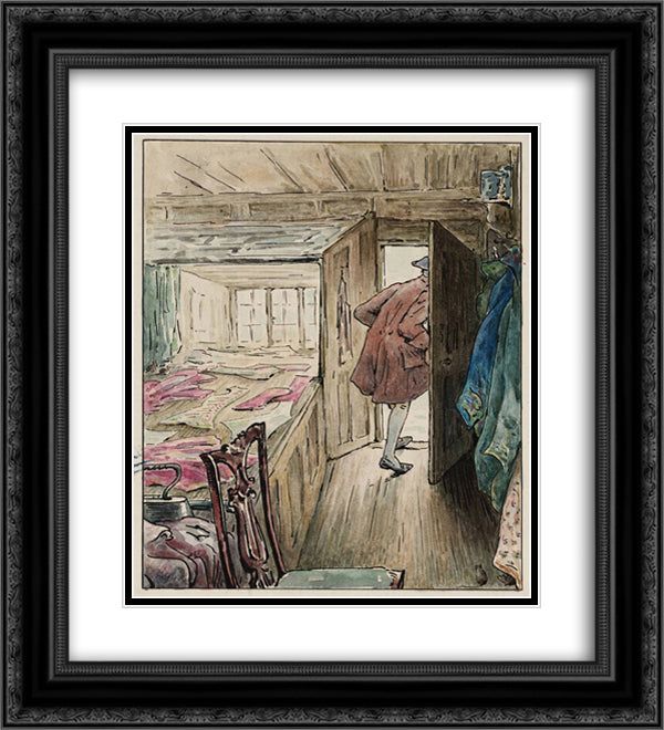 The Tailor Leaving his Workshop 20x22 Black Ornate Wood Framed Art Print Poster with Double Matting by Potter, Beatrix
