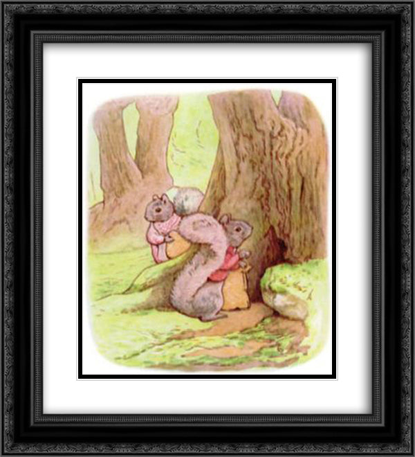 Timmy Tiptoes 20x22 Black Ornate Wood Framed Art Print Poster with Double Matting by Potter, Beatrix