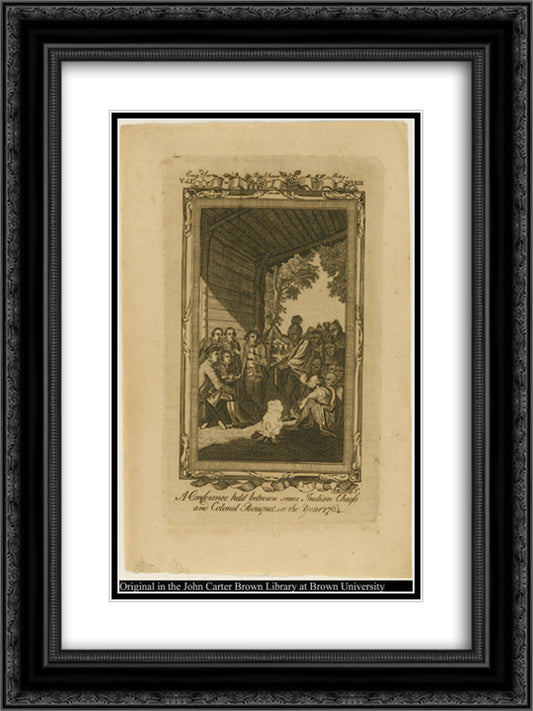 A Conference held between some Indian Chiefs and Colonel Bouquet, in the Year 1764 18x24 Black Ornate Wood Framed Art Print Poster with Double Matting by West, Benjamin