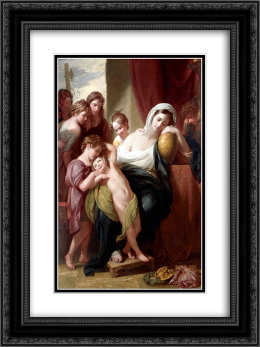 Agrippina and Her Children Mourning over the Ashes of Germanicus 18x24 Black Ornate Wood Framed Art Print Poster with Double Matting by West, Benjamin