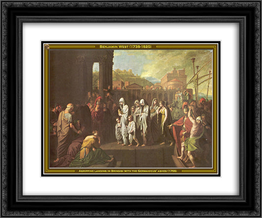 Agrippine Landing at Brundisium with the Ashes of Germanicus 24x20 Black Ornate Wood Framed Art Print Poster with Double Matting by West, Benjamin