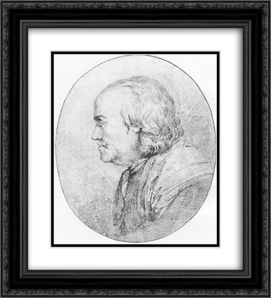 Benjamin Franklin 20x22 Black Ornate Wood Framed Art Print Poster with Double Matting by West, Benjamin