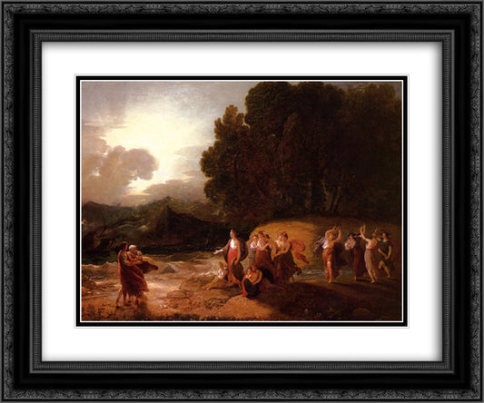 Calypso's Reception of Telemachus and Me 24x20 Black Ornate Wood Framed Art Print Poster with Double Matting by West, Benjamin