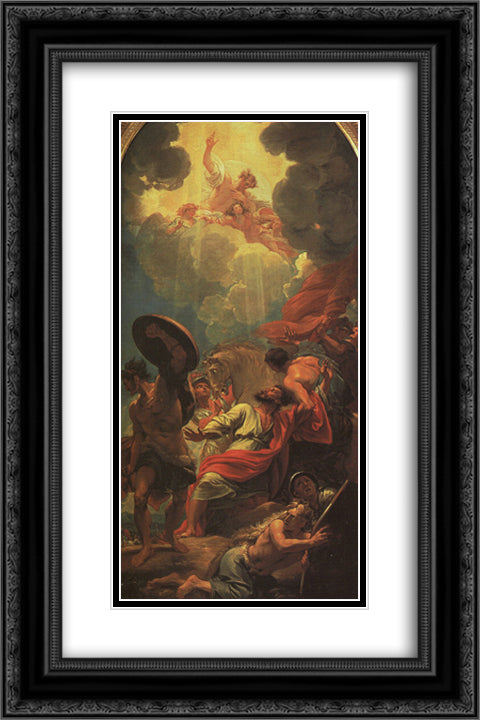 Central panel of a triptych (study for a window at St. Paul's Church, Birmingham) 16x24 Black Ornate Wood Framed Art Print Poster with Double Matting by West, Benjamin