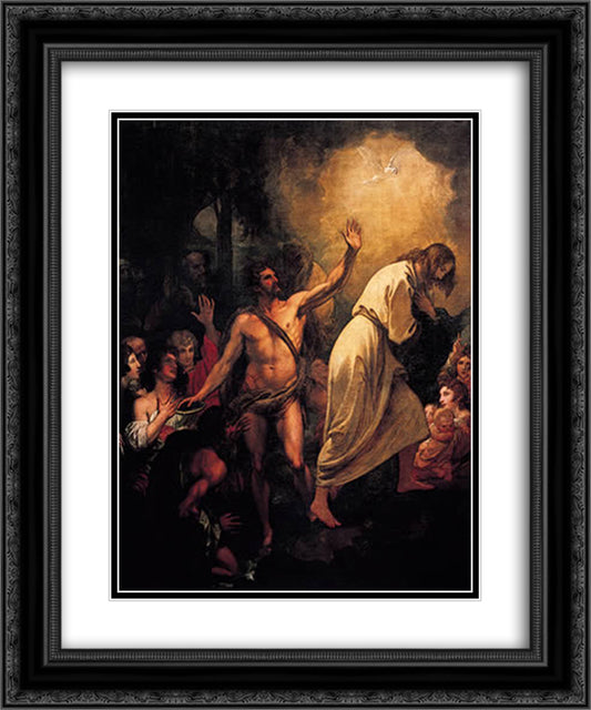 Christ Coming Up Out of the Jordan 20x24 Black Ornate Wood Framed Art Print Poster with Double Matting by West, Benjamin