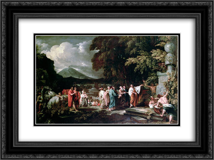 Cicero and the magistrates discovering the tomb of Archimedes 24x18 Black Ornate Wood Framed Art Print Poster with Double Matting by West, Benjamin