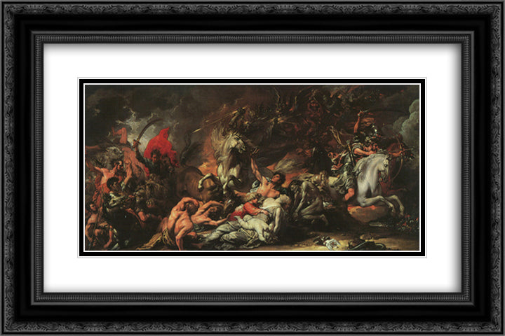 Death on the Pale Horse 24x16 Black Ornate Wood Framed Art Print Poster with Double Matting by West, Benjamin