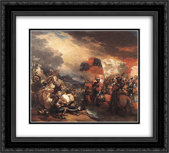 Edward III Crossing the Somme 22x20 Black Ornate Wood Framed Art Print Poster with Double Matting by West, Benjamin