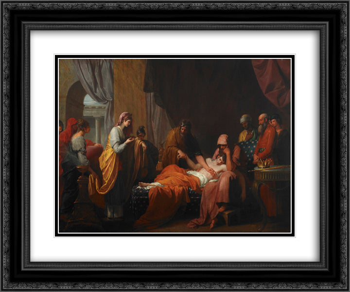 Erasistratus the Physician Discovers the Love of Antiochus for Stratonice 24x20 Black Ornate Wood Framed Art Print Poster with Double Matting by West, Benjamin