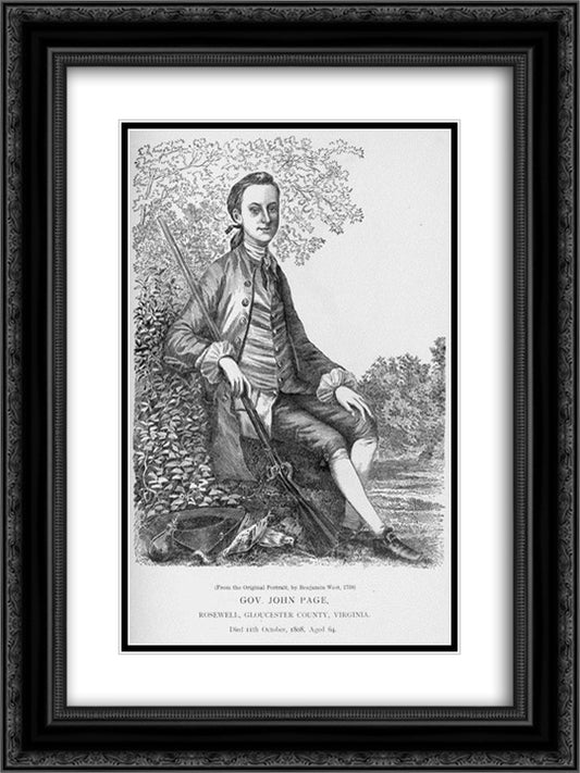 Gov. John Page of Virginia, Rosewell Plantation, Gloucester County, Virginia 18x24 Black Ornate Wood Framed Art Print Poster with Double Matting by West, Benjamin