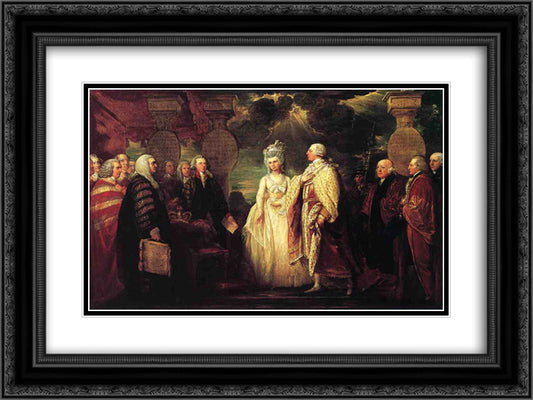 His Majesty George III Resuming Power 24x18 Black Ornate Wood Framed Art Print Poster with Double Matting by West, Benjamin