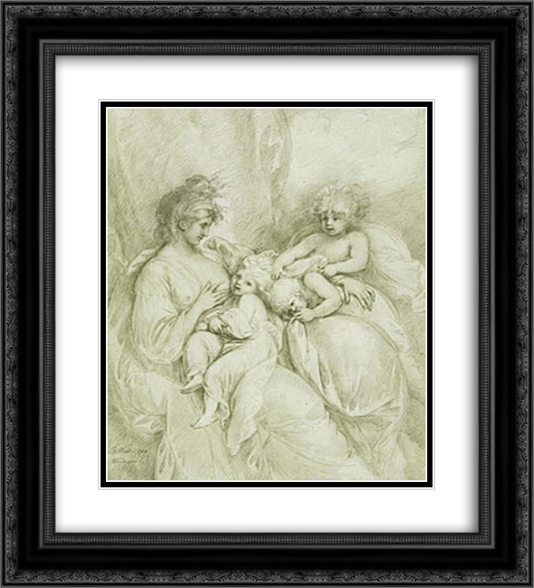 Maternity 20x22 Black Ornate Wood Framed Art Print Poster with Double Matting by West, Benjamin