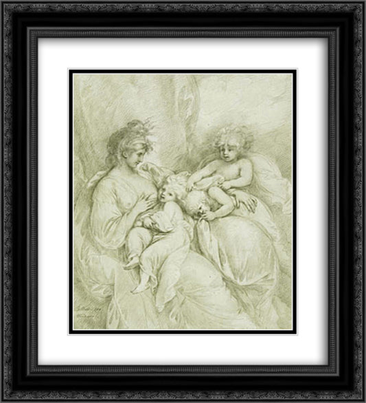 Maternity 20x22 Black Ornate Wood Framed Art Print Poster with Double Matting by West, Benjamin