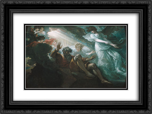 Moses Shown the Promised Land 24x18 Black Ornate Wood Framed Art Print Poster with Double Matting by West, Benjamin