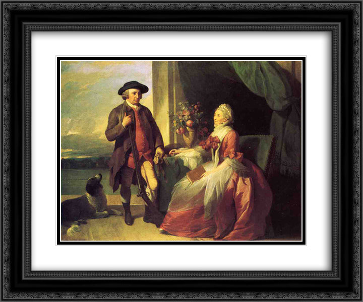 Mr. Robert Grafton and Mrs. Mary Partridge Wells Grafton 24x20 Black Ornate Wood Framed Art Print Poster with Double Matting by West, Benjamin