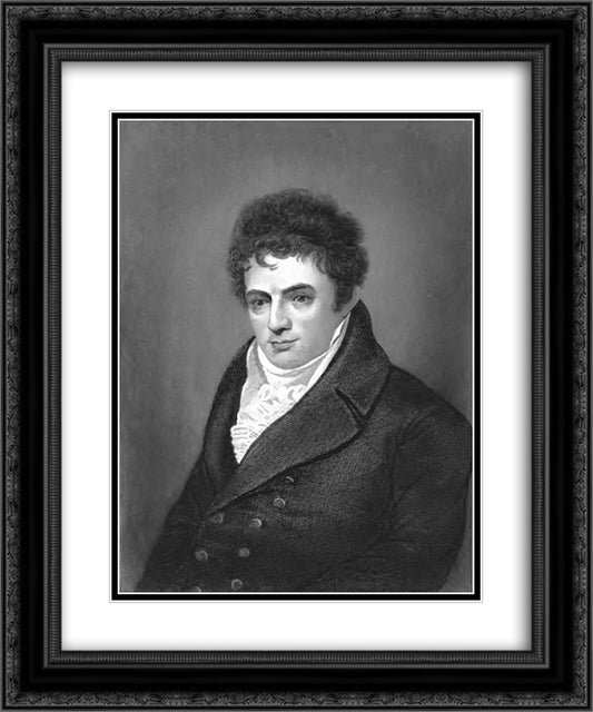 Portrait engraving of Robert Fulton, steamboat innovator 20x24 Black Ornate Wood Framed Art Print Poster with Double Matting by West, Benjamin