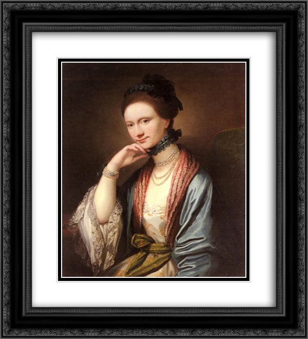 Portrait of Ann Barbara Hill Medlycott 20x22 Black Ornate Wood Framed Art Print Poster with Double Matting by West, Benjamin