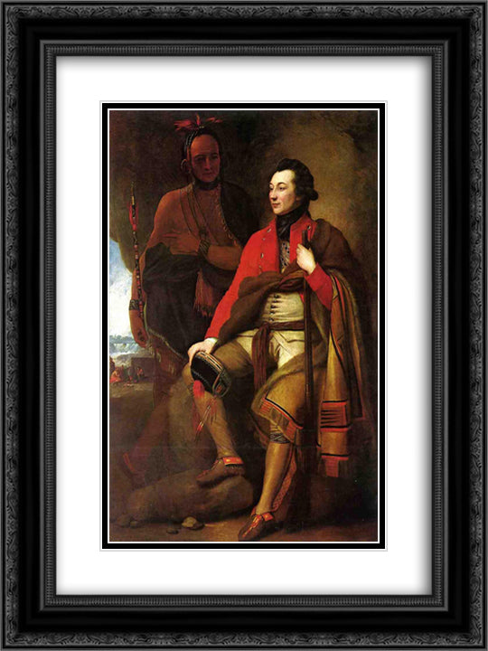 Portrait of Colonel Guy Johnson and Karonghyontye 18x24 Black Ornate Wood Framed Art Print Poster with Double Matting by West, Benjamin