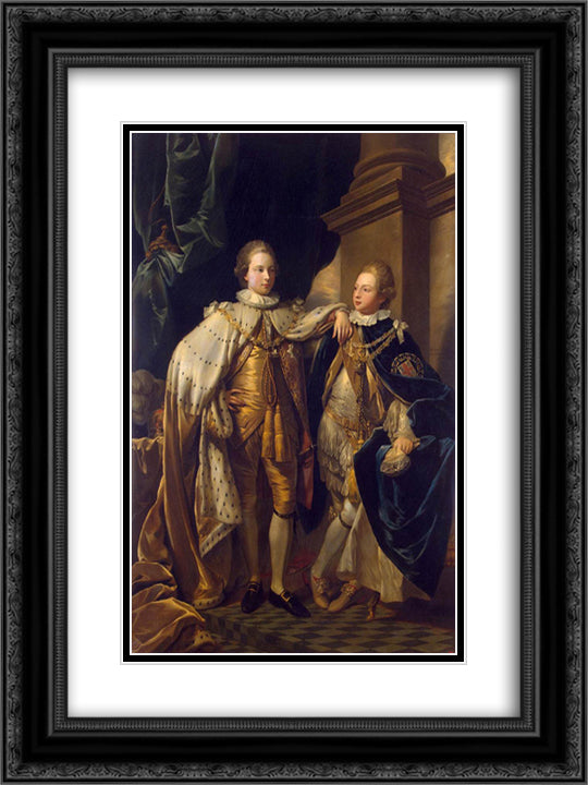 Portrait of George, Prince of Wales, and Prince Frederick, later Duke of York 18x24 Black Ornate Wood Framed Art Print Poster with Double Matting by West, Benjamin