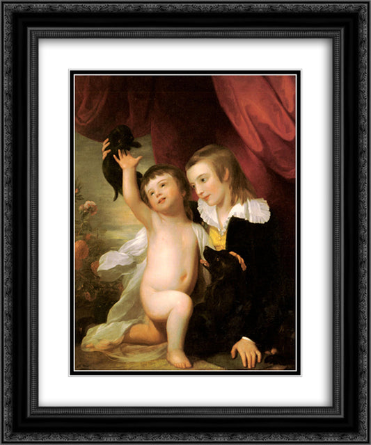 Portrait Of Raphael West And Benjamin West Jr. 20x24 Black Ornate Wood Framed Art Print Poster with Double Matting by West, Benjamin