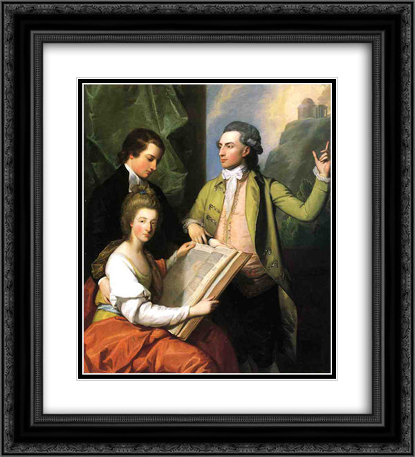 Portrait of the Drummond Family 20x22 Black Ornate Wood Framed Art Print Poster with Double Matting by West, Benjamin