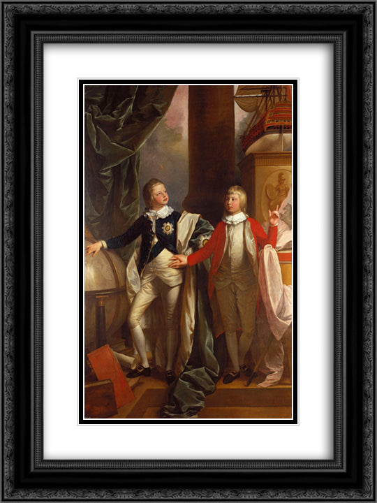 Princes William and Edward 18x24 Black Ornate Wood Framed Art Print Poster with Double Matting by West, Benjamin