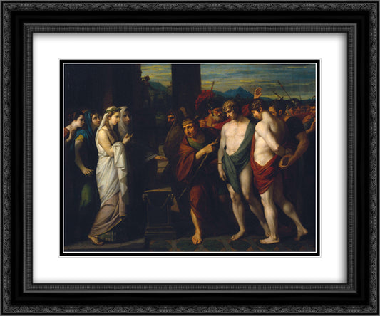 Pylades and Orestes Brought as Victims before Iphigenia 24x20 Black Ornate Wood Framed Art Print Poster with Double Matting by West, Benjamin