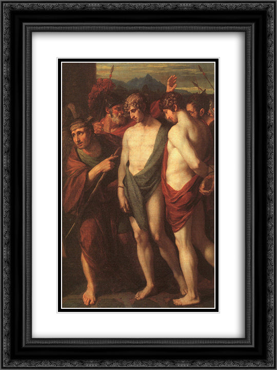 Pylades and Orestes Brought as Victims before Iphigenia (detail) 18x24 Black Ornate Wood Framed Art Print Poster with Double Matting by West, Benjamin