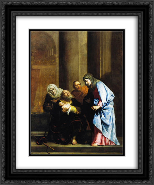 Simeon with the Infant Jesus 20x24 Black Ornate Wood Framed Art Print Poster with Double Matting by West, Benjamin