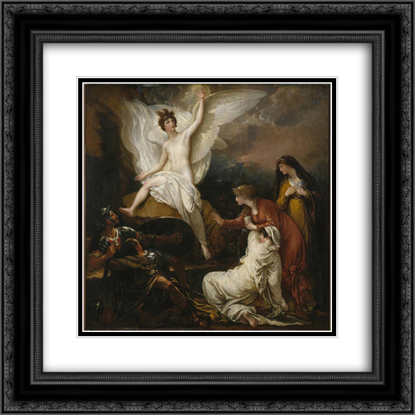 The Angel of the Lord Announcing the Resurrection 20x20 Black Ornate Wood Framed Art Print Poster with Double Matting by West, Benjamin