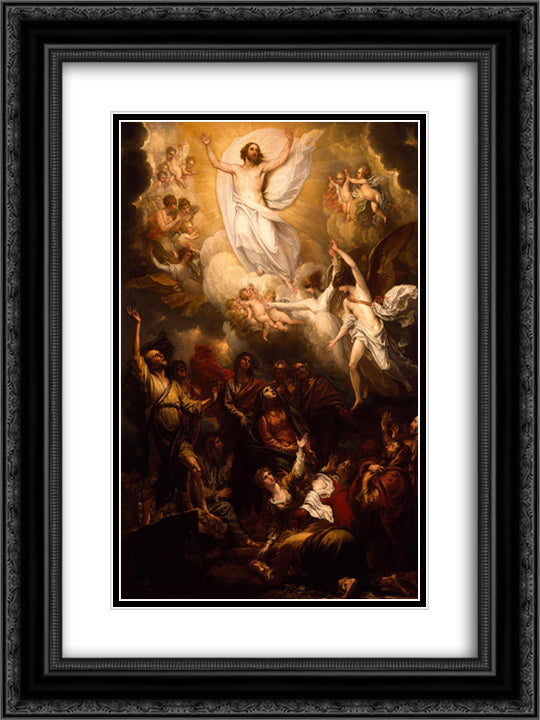 The Ascension 18x24 Black Ornate Wood Framed Art Print Poster with Double Matting by West, Benjamin