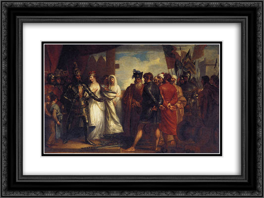 The Burghers of Calais 24x18 Black Ornate Wood Framed Art Print Poster with Double Matting by West, Benjamin