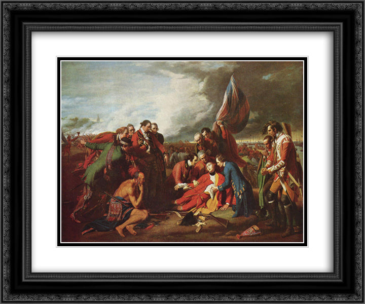 The Death of General Wolfe 24x20 Black Ornate Wood Framed Art Print Poster with Double Matting by West, Benjamin