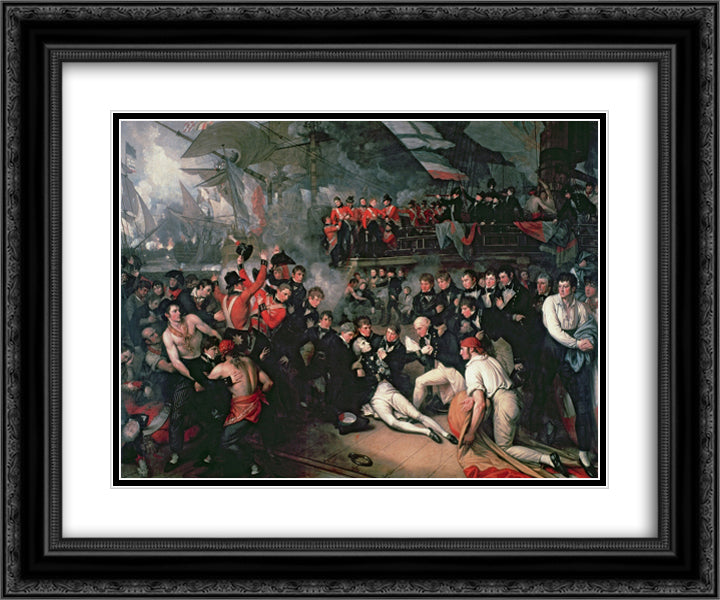 The Death of Nelson, 21st October 1805 24x20 Black Ornate Wood Framed Art Print Poster with Double Matting by West, Benjamin