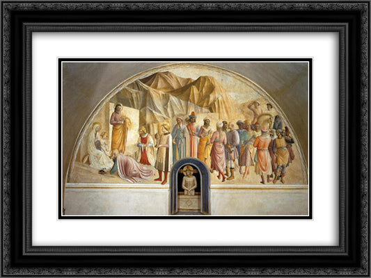 Adoration of the Magi 24x18 Black Ornate Wood Framed Art Print Poster with Double Matting by Gozzoli, Benozzo