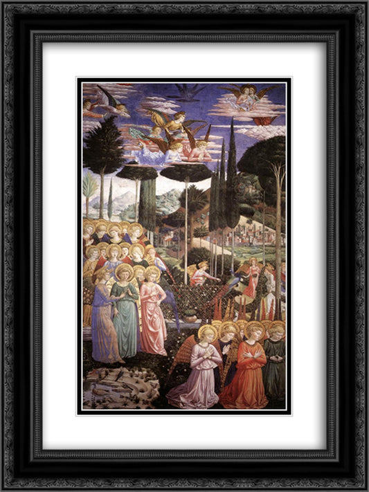 Angels Worshipping (detail) 18x24 Black Ornate Wood Framed Art Print Poster with Double Matting by Gozzoli, Benozzo