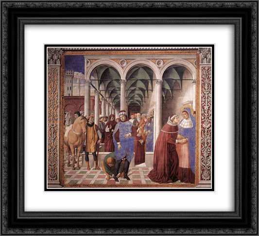 Arrival of St. Augustine in Milan 22x20 Black Ornate Wood Framed Art Print Poster with Double Matting by Gozzoli, Benozzo