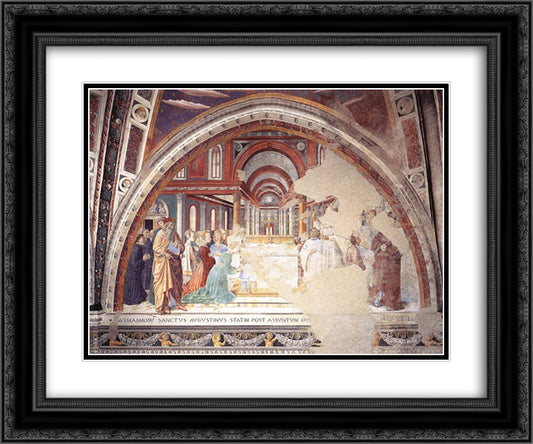Blessing of the Faithful at Hippo 24x20 Black Ornate Wood Framed Art Print Poster with Double Matting by Gozzoli, Benozzo