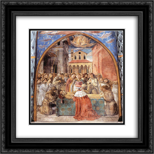 Death and Ascention of St. Francis 20x20 Black Ornate Wood Framed Art Print Poster with Double Matting by Gozzoli, Benozzo
