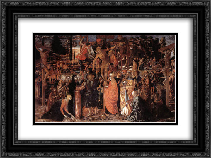 Descent from the Cross 24x18 Black Ornate Wood Framed Art Print Poster with Double Matting by Gozzoli, Benozzo