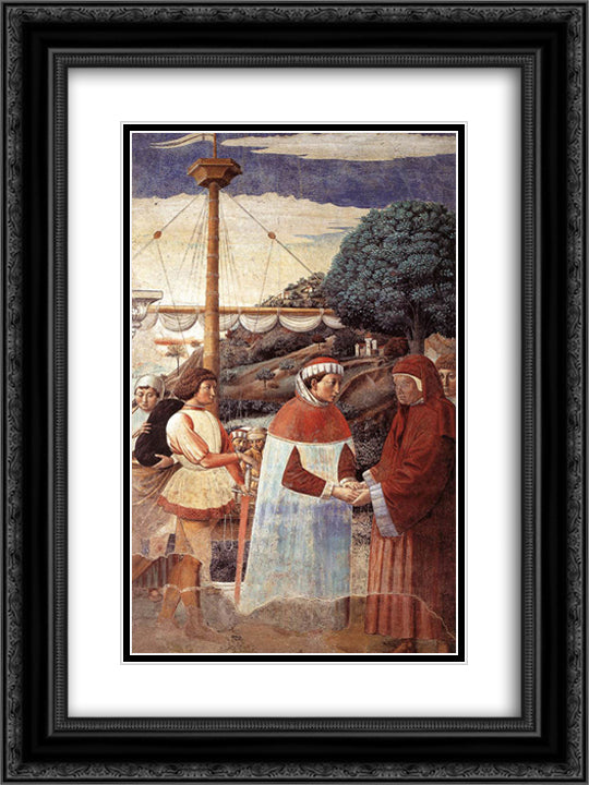 Disembarkation at Ostia 18x24 Black Ornate Wood Framed Art Print Poster with Double Matting by Gozzoli, Benozzo