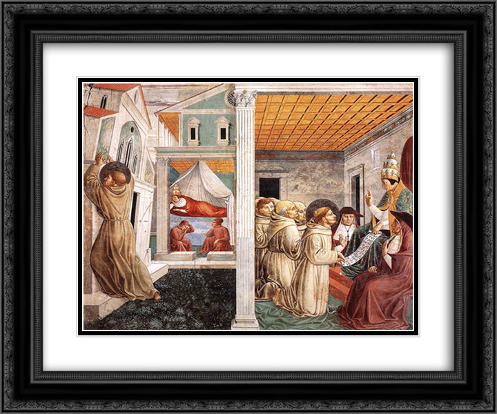 Dream of Innocent III and the Confirmation of the Rule 24x20 Black Ornate Wood Framed Art Print Poster with Double Matting by Gozzoli, Benozzo