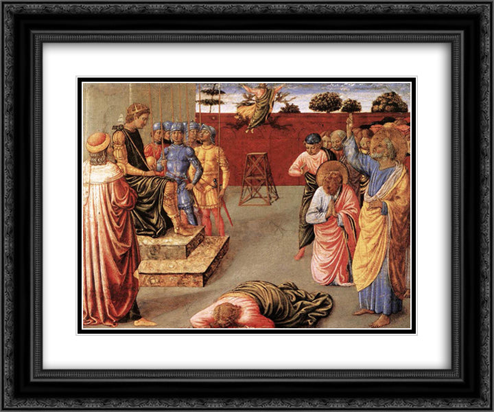 Fall of Simon Magus 24x20 Black Ornate Wood Framed Art Print Poster with Double Matting by Gozzoli, Benozzo