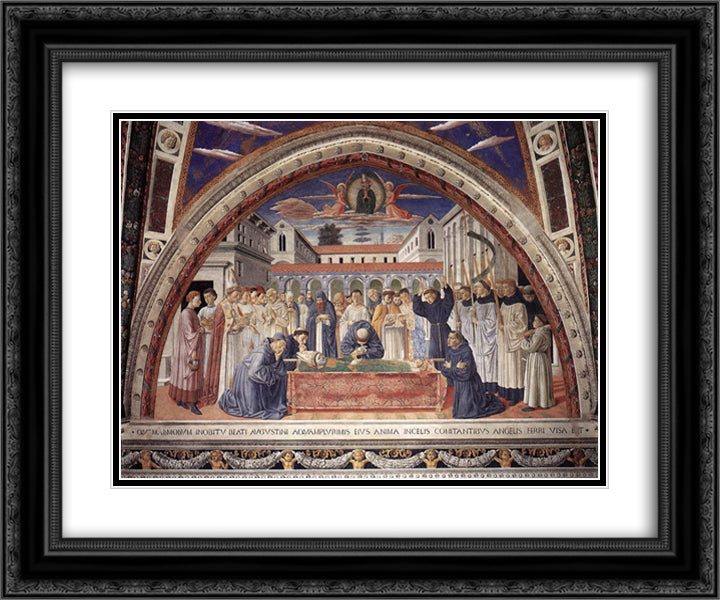 Funeral of St. Augustine 24x20 Black Ornate Wood Framed Art Print Poster with Double Matting by Gozzoli, Benozzo