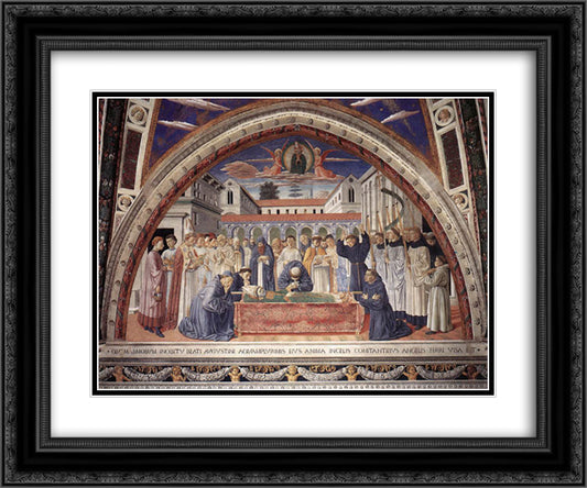 Funeral of St. Augustine 24x20 Black Ornate Wood Framed Art Print Poster with Double Matting by Gozzoli, Benozzo